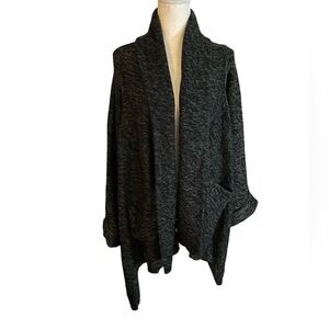 5/48 Saks Fifth Avenue gray black open front cardigan sweater size large pockets